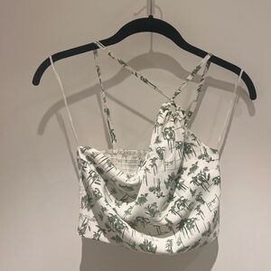 Abercrombie & Fitch Asymmetrical One Shoulder Top with Palm Tree Pattern XS